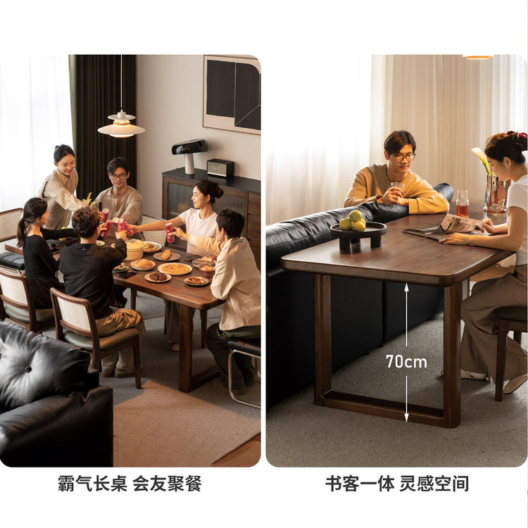 实木餐桌餐厅黑胡桃木大板桌吃饭桌子简约长桌工作台