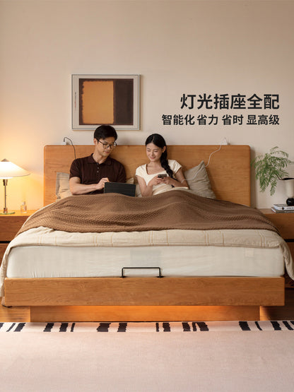 实木床卧室轻奢电动双人床多功能储物床夜光箱体床