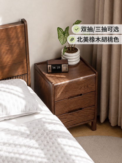 实木床头柜北欧卧室收纳柜原木风储物柜橡木床边柜