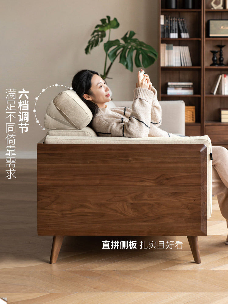 实木黑胡桃木新中式大户型沙发简约客厅转角布艺沙发