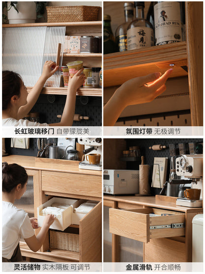 实木餐边柜靠墙一体现代简约储物柜小户型茶水柜酒柜