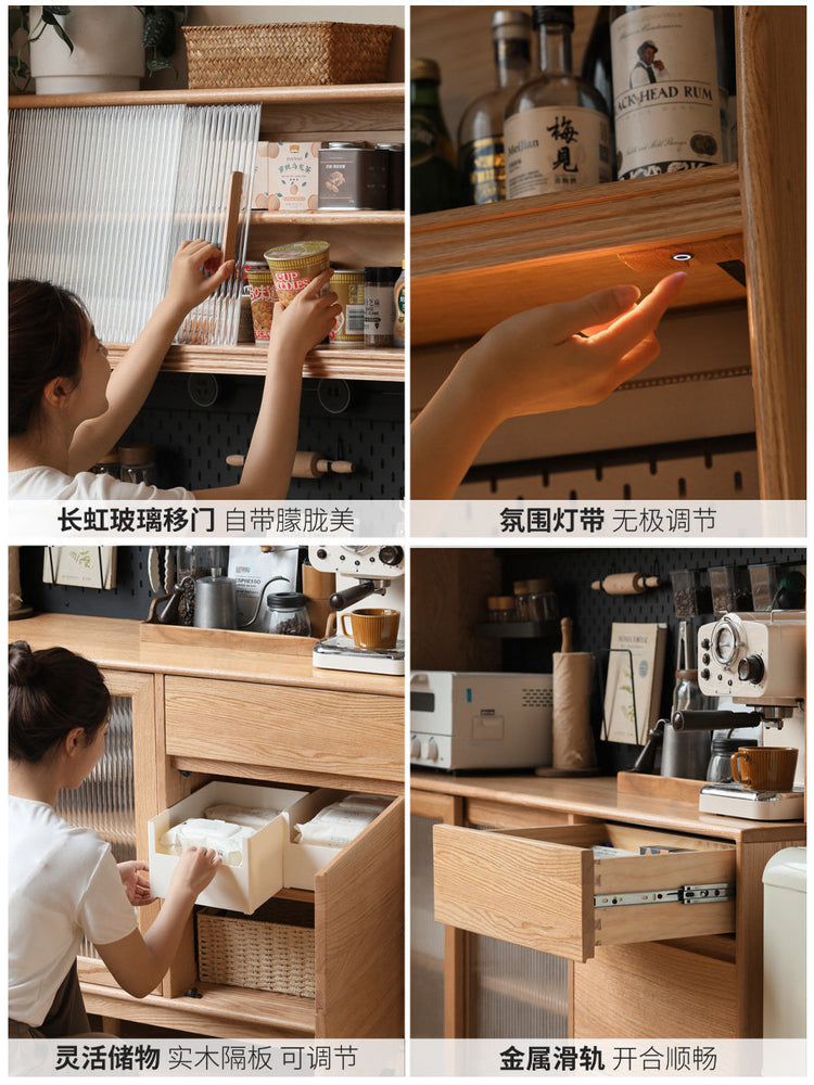 实木餐边柜靠墙一体现代简约储物柜小户型茶水柜酒柜