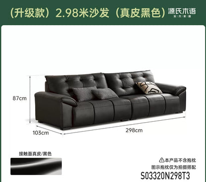 真皮沙发现代简约头层牛皮皮沙发客厅大黑熊直排沙发