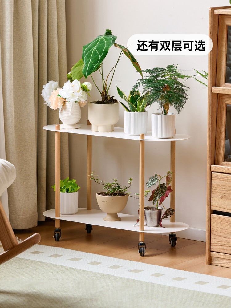 实木花架客厅现代简约置物架阳台移动铁艺花盆架子