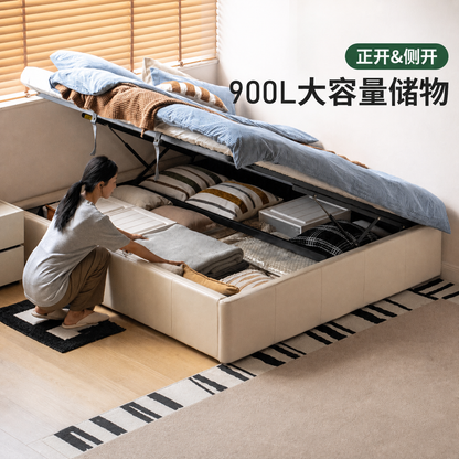 箱体床白色生态云皮床卧室小户型无床头榻榻米侧开储物床