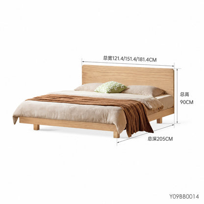 实木床橡木卧室双人床简约悬浮床原木大板床小户型齐边床