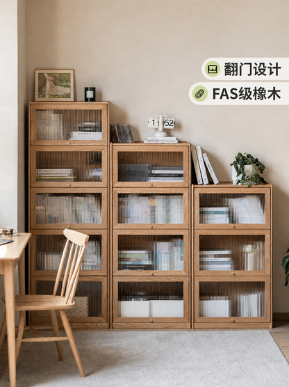 实木书柜置物柜靠墙翻门边柜组合柜收纳柜落地餐边柜