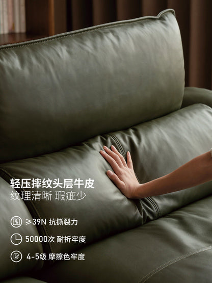 真皮沙发客厅头层牛皮直排沙发高靠背三人位皮沙发