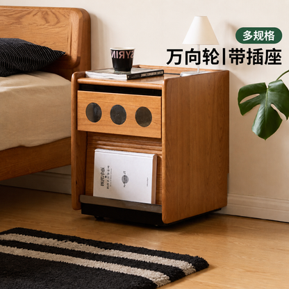 实木床头柜现代简约多功能储物柜卧室樱桃木可移动收纳柜