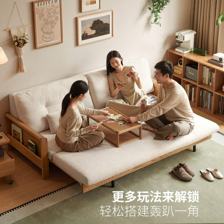 实木沙发床客厅坐卧两用沙发书房小户型橡木伸缩床