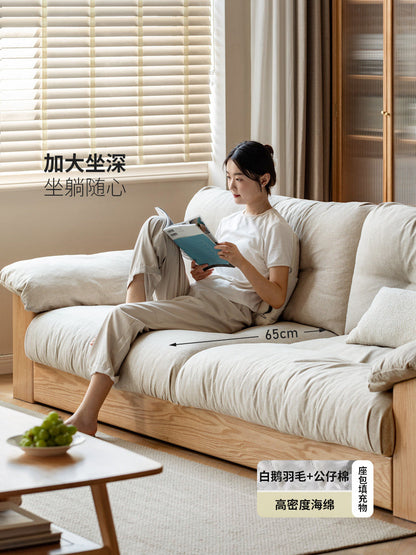 实木现代简约小户型落地储物沙发客厅橡木布艺沙发