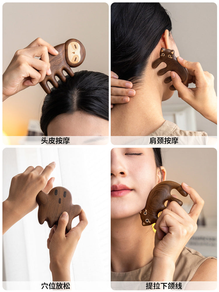 实木按摩梳现代简约头皮经络梳便携带头部肩颈穴位梳