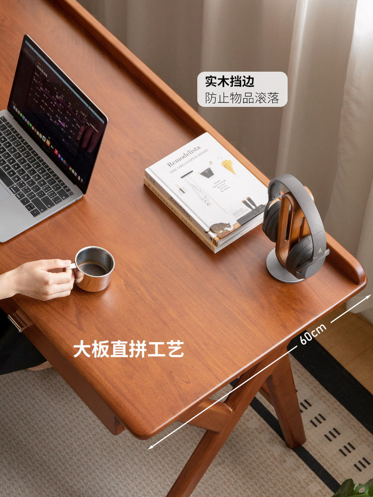 实木书桌包豪斯带抽办公桌书房中古风写字桌化妆桌
