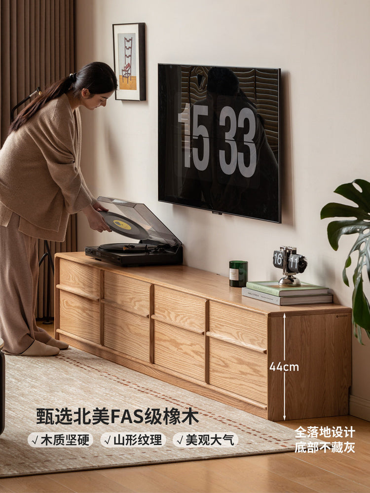 实木电视柜客厅现代简约落地收纳柜橡木骨骼线地柜