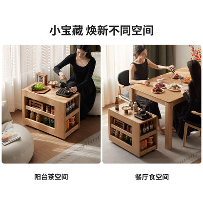 实木边几客厅现代简约沙发边柜橡木多功能移动小推车