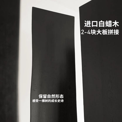 实木餐桌白蜡木山野原木自然边大板桌黑色侘寂风办公桌子