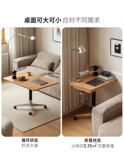 实木升降茶几客厅现代简约移动边几橡木小户型折叠餐桌