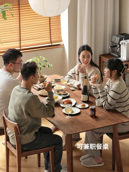 实木书桌书房黑胡桃木电脑桌长方形靠墙办公桌餐桌