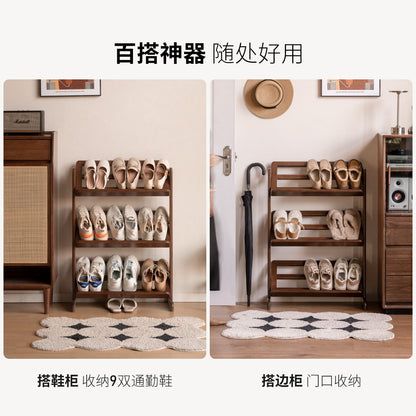 实木鞋架门口多层超薄鞋柜小户型胡桃色窄收纳置物架