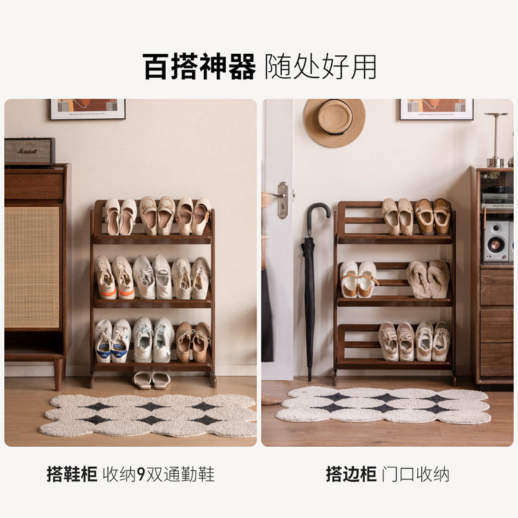 实木鞋架门口多层超薄鞋柜小户型胡桃色窄收纳置物架