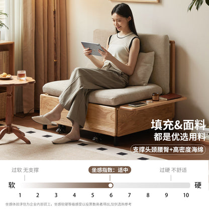 实木沙发床简约坐卧两用客厅小户型橡木折叠沙发