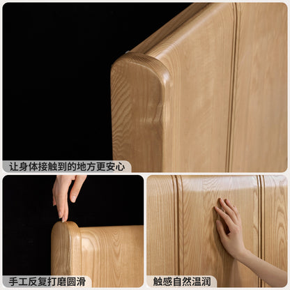实木床现代简约大板床卧室白蜡木大床原木风双人床