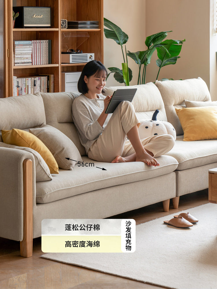 布艺沙发简约现代客厅三人位实木小户型转角布沙发