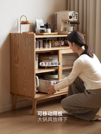 实木餐边柜窄型茶水柜橡木厨房收纳柜小户型北欧碗柜