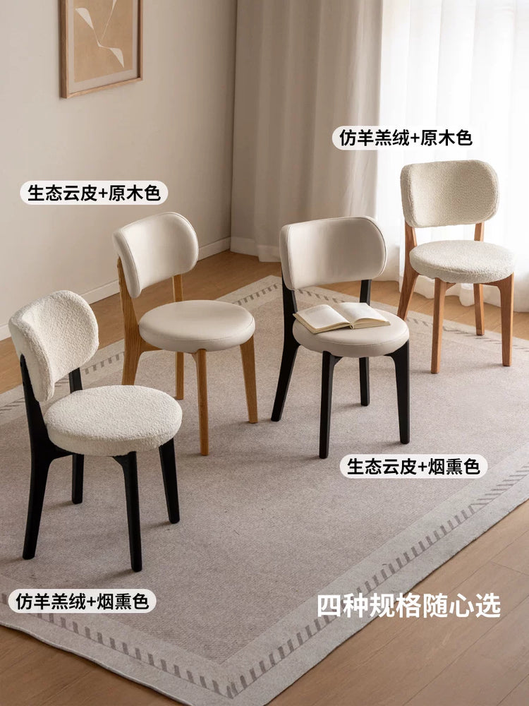 实木化妆凳现代简约凳子女生卧室梳妆凳仿羊羔绒软包椅