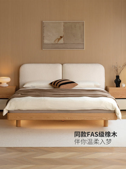 实木软包床日式榻榻米落地床简约樱桃木悬浮床卧室家具