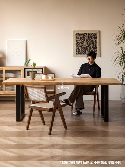实木餐桌现代餐厅自然边山野原木大板桌白蜡木工作台