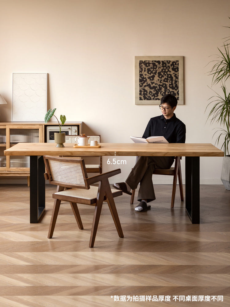 实木餐桌现代餐厅自然边山野原木大板桌白蜡木工作台