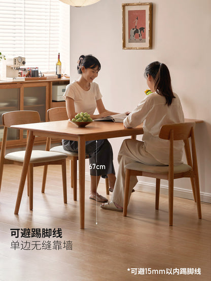 实木餐桌餐厅樱桃木饭桌靠墙吃饭桌子北欧餐桌椅组合