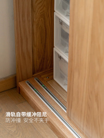 实木衣柜北欧卧室橡木移门收纳柜子推拉门衣橱储物柜