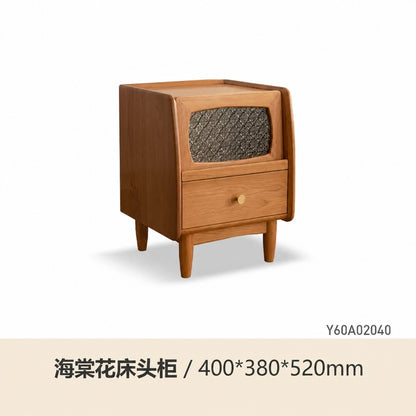 实木夹缝床头柜中古樱桃木床边柜简约卧室超窄抽屉收纳柜