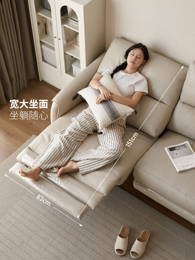 零靠墙真皮沙发客厅多功能双人位小户型伸缩电动沙发