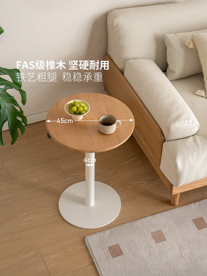 实木升降边几客厅现代简约沙发侧边桌橡木小户型圆几