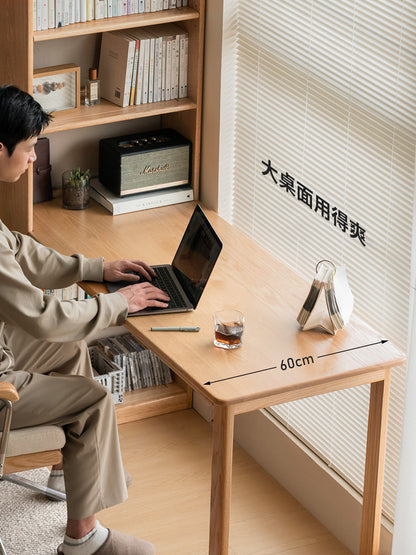 实木书桌书架一体简约小户型书房简易办公桌学生电脑桌