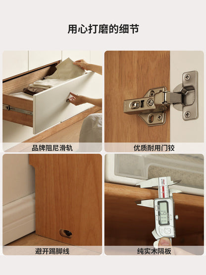 实木衣柜原木奶油风衣橱卧室对开门储物柜大容量收纳柜
