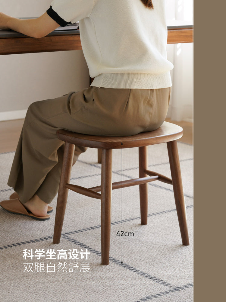 实木餐厅黑胡桃木餐凳原木简约化妆凳休闲凳子