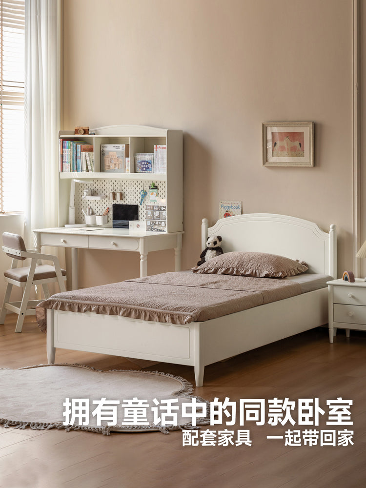 实木儿童书桌白色美式学习桌小学生课桌书房写字桌