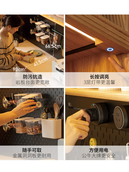 实木餐边柜现代简约茶水柜厨房碗柜置物柜大容量收纳柜