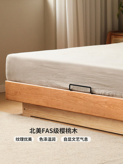 实木箱体床无床头储物床樱桃木小户型榻榻米齐边床悬浮床