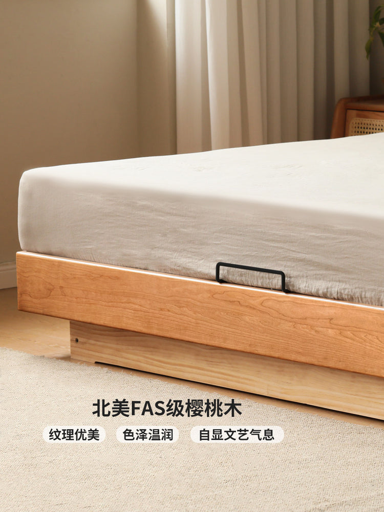 实木箱体床无床头储物床樱桃木小户型榻榻米齐边床悬浮床