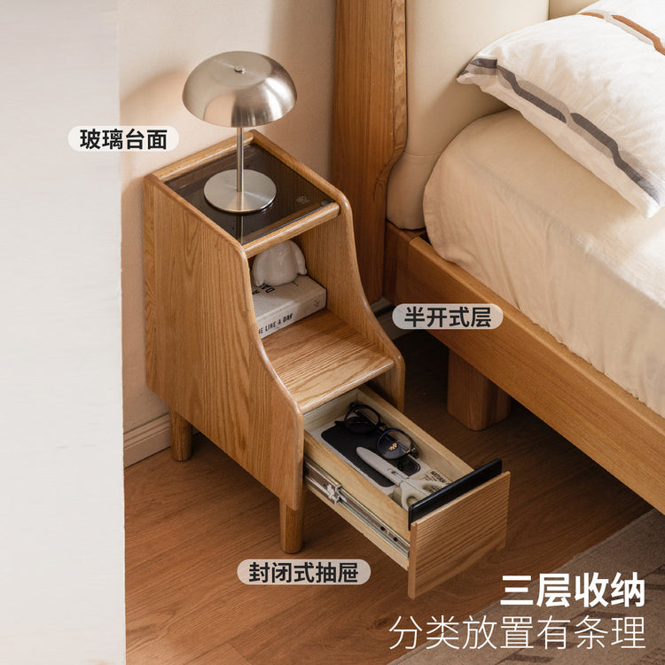 实木床头柜现代简约储物柜卧室床边橡木柜子收纳柜