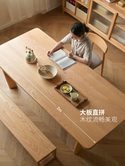 实木餐桌餐厅饭桌大板桌桌子橡木原木书桌詹青云庞颖