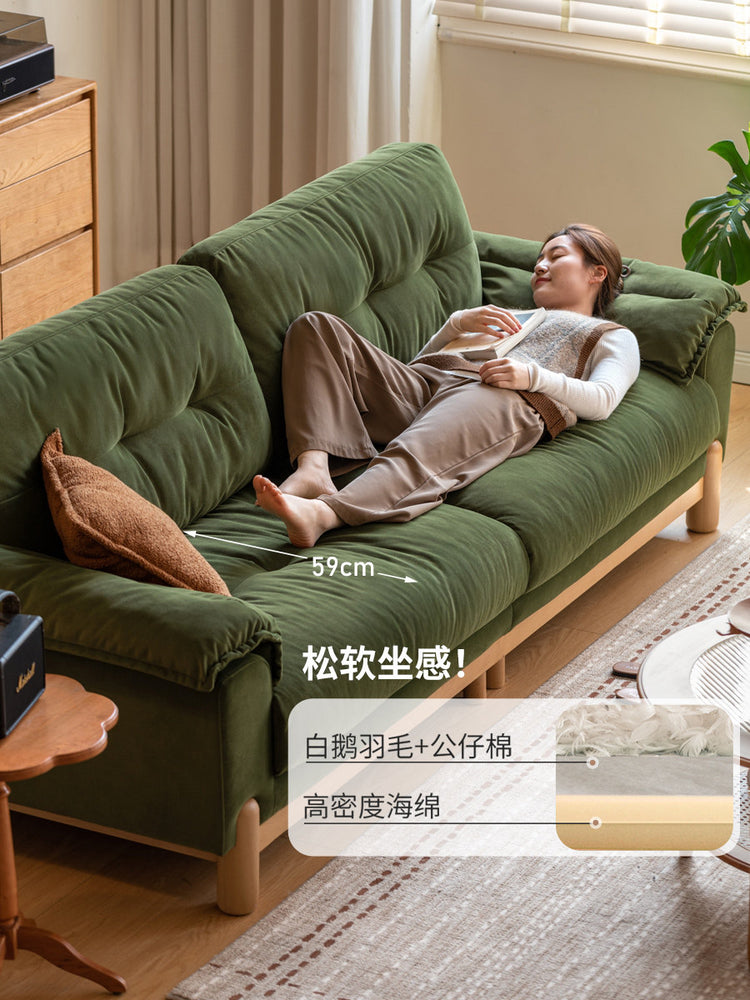实木客厅复古高靠背布艺沙发小户型猫抓布沙发