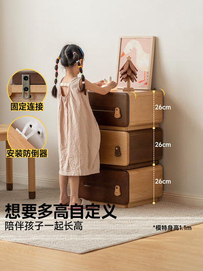 实木儿童斗柜可堆叠玩具储物柜抽屉柜卧室床头收纳柜