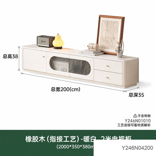 实木电视柜客厅奶油风落地矮柜小户型白色地柜储物柜