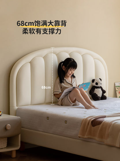 儿童床女孩白色公主床男孩简约单人床奶油风卧室小床